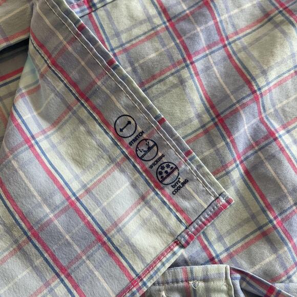 Vineyard Vines Shirt Mens XL Green Blue Red Plaid OTG Performance brrr Cooling - Picture 7 of 10